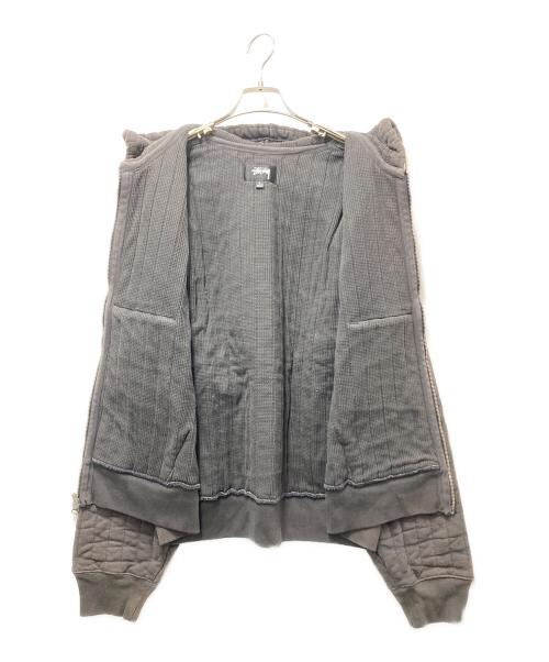 stussy（ステューシー）stussy (ステューシー) VERTICAL QUILTED ZIP HOODIE(バーティカル・キルテッドジップフーディー)　 ブラック サイズ:Lの古着・服飾アイテム