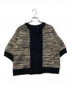 CLANEクラネ）の古着「DOT LINE HALF SLEEVE KNIT CARDIGAN(ドットラインハーフスリーブニットカーディガン)　」｜ホワイト×ブラック