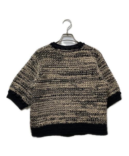 CLANE（クラネ）CLANE (クラネ) DOT LINE HALF SLEEVE KNIT CARDIGAN(ドットラインハーフスリーブニットカーディガン)　 ホワイト×ブラック サイズ:１の古着・服飾アイテム