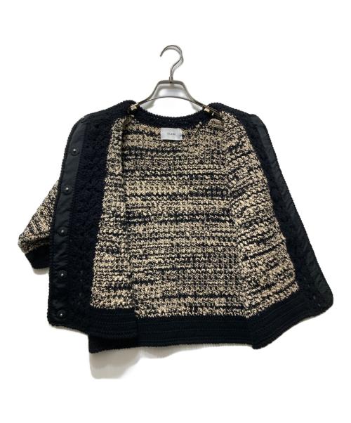 CLANE（クラネ）CLANE (クラネ) DOT LINE HALF SLEEVE KNIT CARDIGAN(ドットラインハーフスリーブニットカーディガン)　 ホワイト×ブラック サイズ:１の古着・服飾アイテム