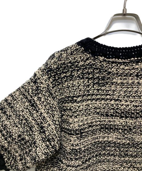 CLANE（クラネ）CLANE (クラネ) DOT LINE HALF SLEEVE KNIT CARDIGAN(ドットラインハーフスリーブニットカーディガン)　 ホワイト×ブラック サイズ:１の古着・服飾アイテム