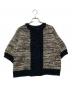 CLANE（クラネ）の古着「DOT LINE HALF SLEEVE KNIT CARDIGAN(ドットラインハーフスリーブニットカーディガン)　」｜ホワイト×ブラック