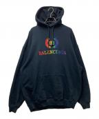 BALENCIAGAバレンシアガ）の古着「Rainbow BB Logo Hoodie(レインボーBBロゴフーディー)　19SS　570811　TEV50　」｜ブラック