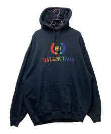 BALENCIAGA（バレンシアガ）の古着「Rainbow BB Logo Hoodie(レインボーBBロゴフーディー)　19SS　570811　TEV50　」｜ブラック
