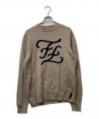 FENDIフェンディ）の古着「カーリグラフィ カシミアロゴニット　19AW　カシミヤ　100％」｜ブラウン