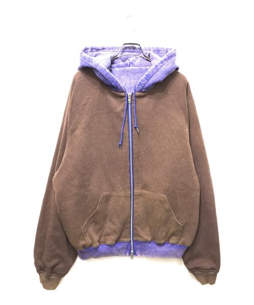 TTT MSW（ティー）TTT MSW (ティー) 26SS Fade damage zip up hoodie（フェードダメージ ジップアップフーディ）/ TTT-26SS-CT03 / リバーシブルスウェットパーカー ブラウン×パープル サイズ:Mの古着・服飾アイテム