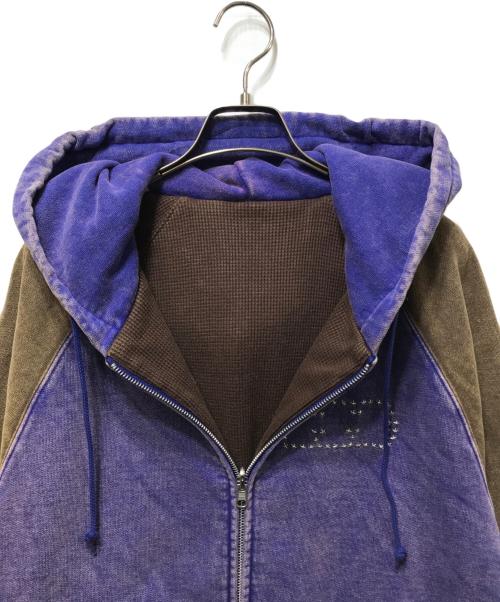 TTT MSW（ティー）TTT MSW (ティー) 26SS Fade damage zip up hoodie（フェードダメージ ジップアップフーディ）/ TTT-26SS-CT03 / リバーシブルスウェットパーカー ブラウン×パープル サイズ:Mの古着・服飾アイテム