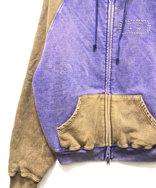 TTT MSW（ティー）TTT MSW (ティー) 26SS Fade damage zip up hoodie（フェードダメージ ジップアップフーディ）/ TTT-26SS-CT03 / リバーシブルスウェットパーカー ブラウン×パープル サイズ:Mの古着・服飾アイテム