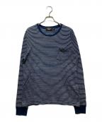 RRLダブルアールエル）の古着「インディゴ染め ボーダーL/S Tシャツ」｜インディゴ