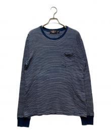 RRL（ダブルアールエル）の古着「インディゴ染め ボーダーL/S Tシャツ」｜インディゴ