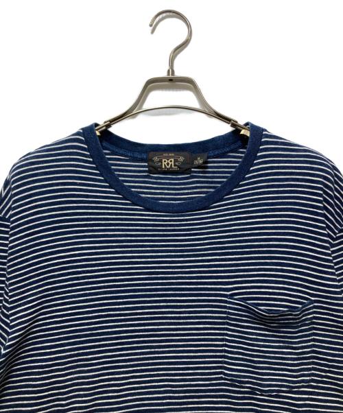 RRL（ダブルアールエル）RRL (ダブルアールエル) インディゴ染め ボーダーL/S Tシャツ インディゴ サイズ:Mの古着・服飾アイテム