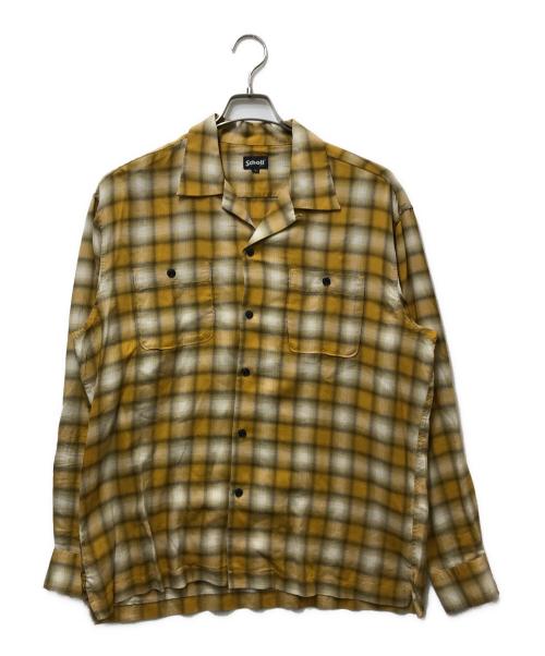 Schott（ショット）Schott (ショット) オンブレチェック オープンカラーシャツ 782-3120007 イエロー サイズ:Lの古着・服飾アイテム