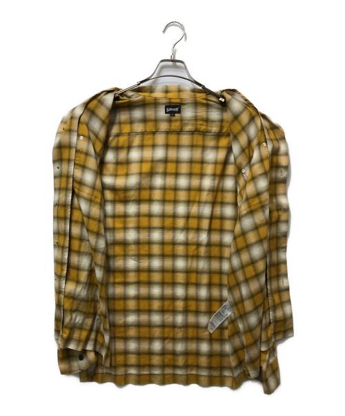 Schott（ショット）Schott (ショット) オンブレチェック オープンカラーシャツ 782-3120007 イエロー サイズ:Lの古着・服飾アイテム