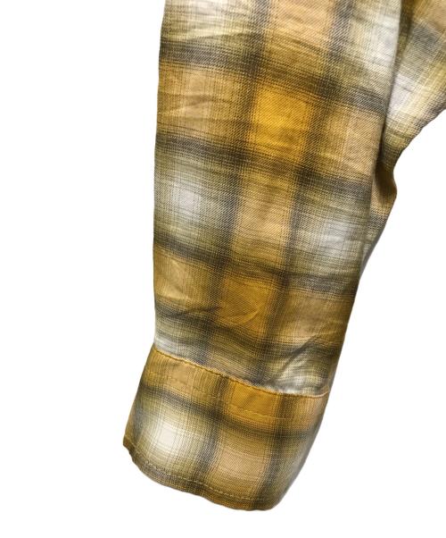 Schott（ショット）Schott (ショット) オンブレチェック オープンカラーシャツ 782-3120007 イエロー サイズ:Lの古着・服飾アイテム