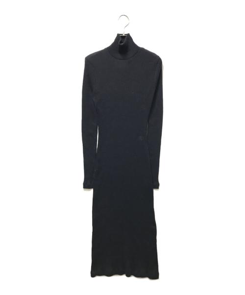 MM6 Maison Margiela（エムエムシックスメゾンマルジェラ）MM6 Maison Margiela (エムエムシックスメゾンマルジェラ) 21AW リブニット ロングスリーブ ドレス / S52CT0652 S23735 / ニットワンピース ネイビー サイズ:Sの古着・服飾アイテム