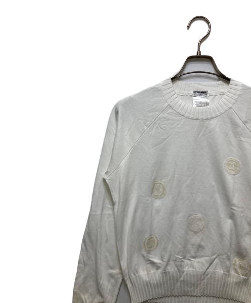 CHANEL（シャネル）CHANEL (シャネル) ココマーク プルオーバー ラグランカットソー ホワイト サイズ:42の古着・服飾アイテム