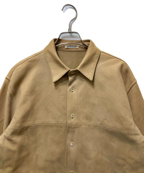 AURALEE（オーラリー）AURALEE (オーラリー) NUBUCK LEATHER BIG SHIRTS ヌバックレザービッグシャツ ブラウン サイズ:４の古着・服飾アイテム