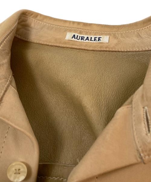 AURALEE（オーラリー）AURALEE (オーラリー) NUBUCK LEATHER BIG SHIRTS ヌバックレザービッグシャツ ブラウン サイズ:４の古着・服飾アイテム