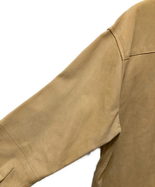 AURALEE（オーラリー）AURALEE (オーラリー) NUBUCK LEATHER BIG SHIRTS ヌバックレザービッグシャツ ブラウン サイズ:４の古着・服飾アイテム