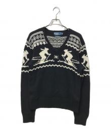 POLO BY RALPH LAUREN（ポロ バイ ラルフローレン）の古着「カシミヤ混Vネックニット」｜ブラック