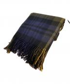 JOHNSTONS OF ELGINジョンストンズ オブ エルガン）の古着「カシミヤチェックマフラー CA100」｜ネイビー