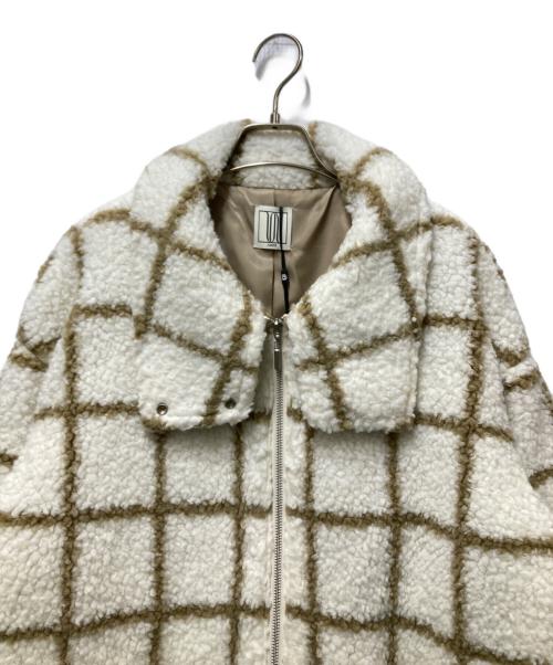 Ameri（アメリ）AMERI (アメリ) UND WINDOWPANE ZIPUP MIDI COAT ホワイト サイズ:Mの古着・服飾アイテム