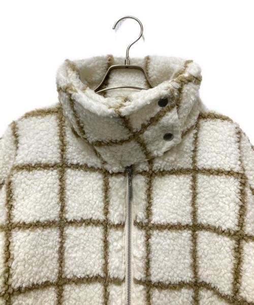 Ameri（アメリ）AMERI (アメリ) UND WINDOWPANE ZIPUP MIDI COAT ホワイト サイズ:Mの古着・服飾アイテム