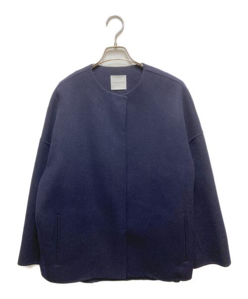 YONFA（ヨンファ）YONFA (ヨンファ) ウール ノーカラーコート ネイビー サイズ:Fの古着・服飾アイテム