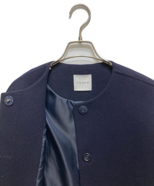 YONFA（ヨンファ）YONFA (ヨンファ) ウール ノーカラーコート ネイビー サイズ:Fの古着・服飾アイテム