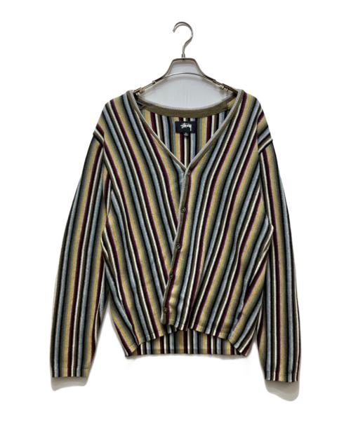 stussy（ステューシー）stussy (ステューシー) Stripe Pattern Cardigan/ストライプパターンカーディガン マルチカラー サイズ:Lの古着・服飾アイテム