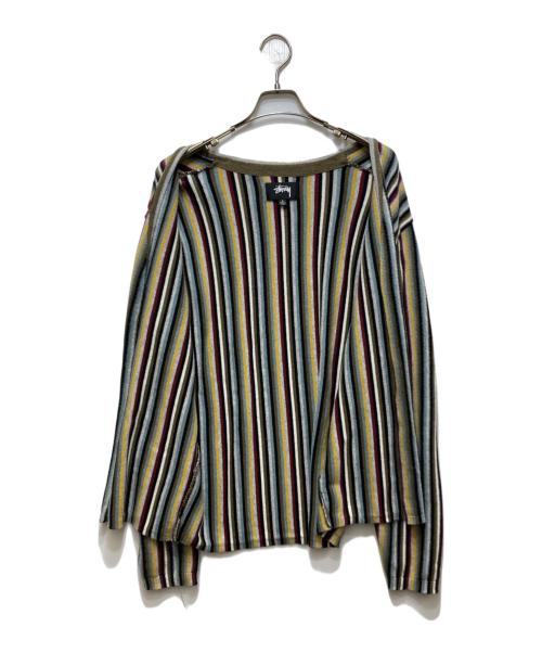 stussy（ステューシー）stussy (ステューシー) Stripe Pattern Cardigan/ストライプパターンカーディガン マルチカラー サイズ:Lの古着・服飾アイテム