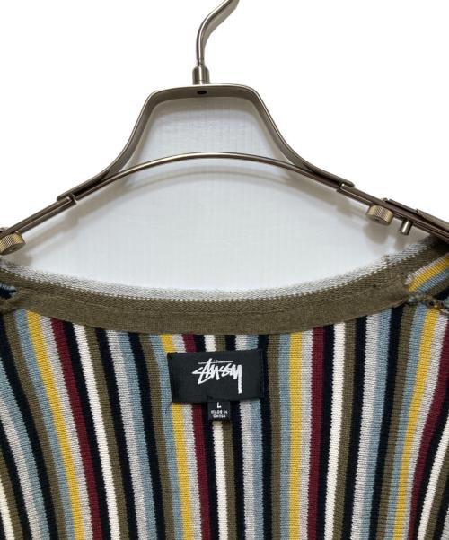 stussy（ステューシー）stussy (ステューシー) Stripe Pattern Cardigan/ストライプパターンカーディガン マルチカラー サイズ:Lの古着・服飾アイテム