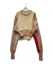 MM6 Maison Margiela（エムエムシックスメゾンマルジェラ）の古着「Sprist Sweater/スプライスド セーター」｜ブラウン