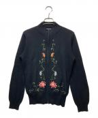 VIVIENNE TAMヴィヴィアンタム）の古着「フラワー刺繍ジップアップニット」｜ブラック