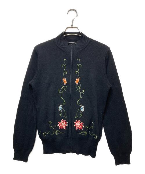 VIVIENNE TAM（ヴィヴィアンタム）VIVIENNE TAM (ヴィヴィアンタム) フラワー刺繍ジップアップニット ブラックの古着・服飾アイテム
