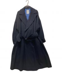 Ujoh（ウジョー）の古着「ベルテッドウールロングコート　U803-C01-108　SIZE２」｜ネイビー