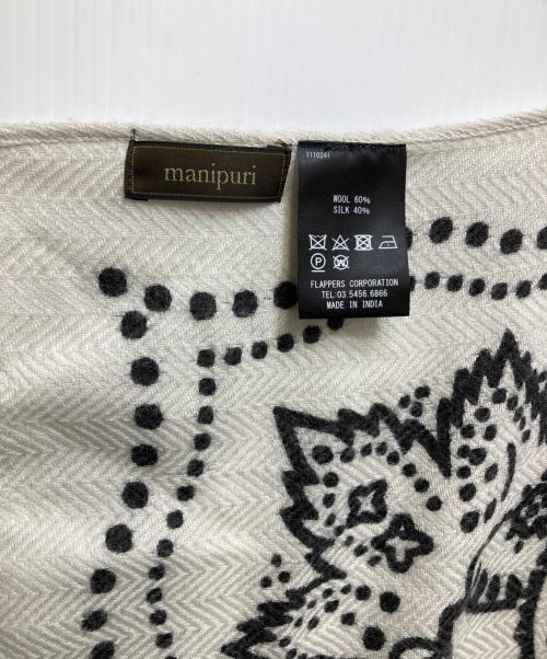 manipuri（マニプリ）manipuri (マニプリ) ウールシルクストールヘリンボーン織120/カレイドバンダナ ホワイトの古着・服飾アイテム