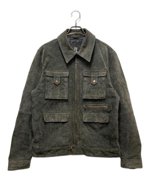 JUST LEATHER（ジャスト レザー）JUST LEATHER (ジャスト レザー) ヌバック レザー  カーゴジャケット/Y2K グレー サイズ:50の古着・服飾アイテム