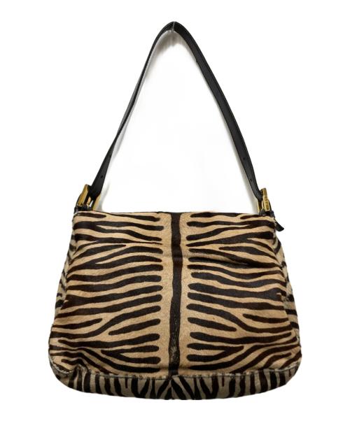 FENDI（フェンディ）FENDI (フェンディ) 虎柄ハラコハンドバッグ / ワンショルダーバッグ ブラウンの古着・服飾アイテム