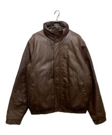 Eddie Bauer（エディーバウアー）の古着「レザーダウンジャケット　80`S 黒タグ」｜ブラウン