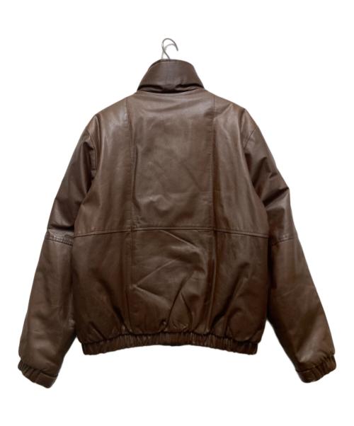 Eddie Bauer（エディーバウアー）Eddie Bauer (エディーバウアー) レザーダウンジャケット　80`S 黒タグ ブラウン サイズ:Mの古着・服飾アイテム