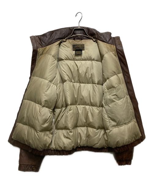 Eddie Bauer（エディーバウアー）Eddie Bauer (エディーバウアー) レザーダウンジャケット　80`S 黒タグ ブラウン サイズ:Mの古着・服飾アイテム