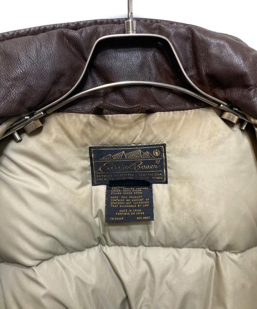 Eddie Bauer（エディーバウアー）Eddie Bauer (エディーバウアー) レザーダウンジャケット　80`S 黒タグ ブラウン サイズ:Mの古着・服飾アイテム
