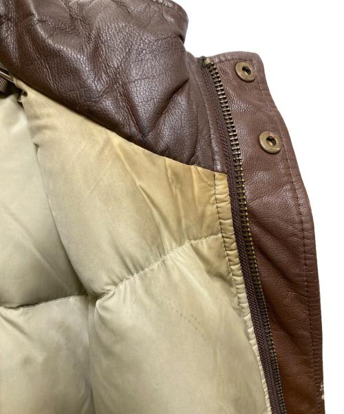 Eddie Bauer（エディーバウアー）Eddie Bauer (エディーバウアー) レザーダウンジャケット　80`S 黒タグ ブラウン サイズ:Mの古着・服飾アイテム