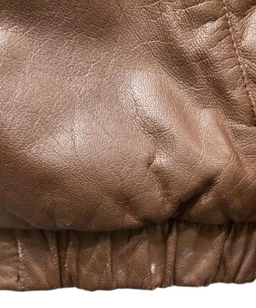 Eddie Bauer（エディーバウアー）Eddie Bauer (エディーバウアー) レザーダウンジャケット　80`S 黒タグ ブラウン サイズ:Mの古着・服飾アイテム