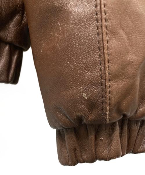 Eddie Bauer（エディーバウアー）Eddie Bauer (エディーバウアー) レザーダウンジャケット　80`S 黒タグ ブラウン サイズ:Mの古着・服飾アイテム