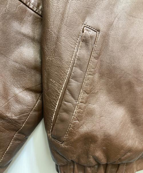 Eddie Bauer（エディーバウアー）Eddie Bauer (エディーバウアー) レザーダウンジャケット　80`S 黒タグ ブラウン サイズ:Mの古着・服飾アイテム