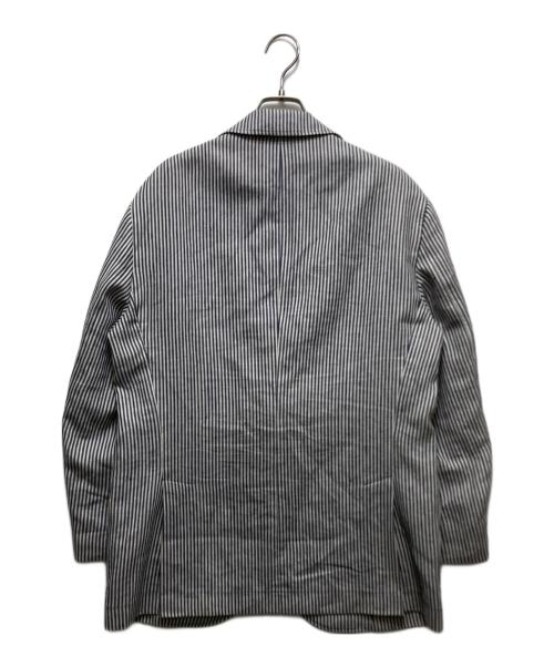 BRUNELLO CUCINELLI（ブルネロクチネリ）BRUNELLO CUCINELLI (ブルネロクチネリ) 段返り3B ストライプ柄 テーラードジャケット　イタリア製 ホワイト×ネイビー サイズ:52の古着・服飾アイテム