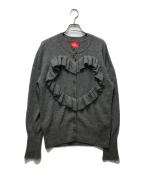 Vivienne Westwood RED LABELヴィヴィアンウエストウッドレッドレーベル）の古着「ハートフリルニットカーディガン」｜グレー