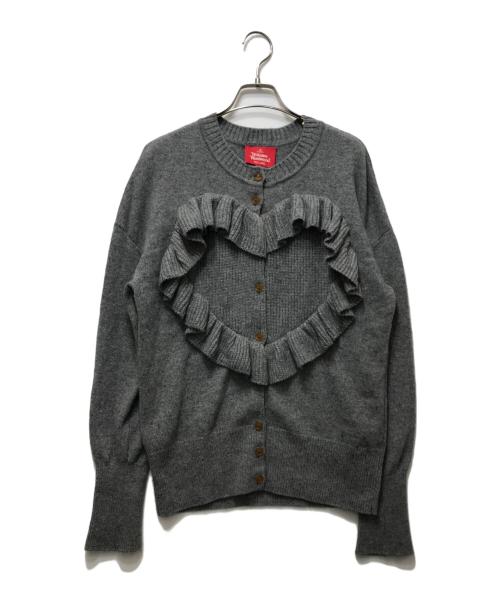 Vivienne Westwood RED LABEL（ヴィヴィアンウエストウッドレッドレーベル）Vivienne Westwood RED LABEL (ヴィヴィアンウエストウッドレッドレーベル) ハートフリルニットカーディガン グレー サイズ:00の古着・服飾アイテム